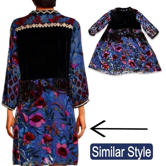 Johnny Was Velvet Long Sleeve Dress - Picture 4 of 17